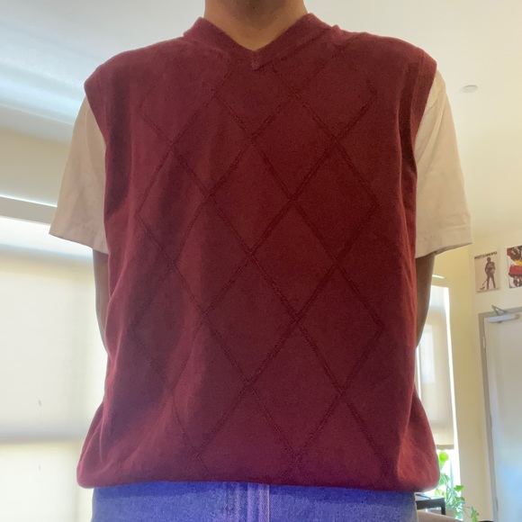 Red Maroon Sweater Vest - Picture 1 of 4